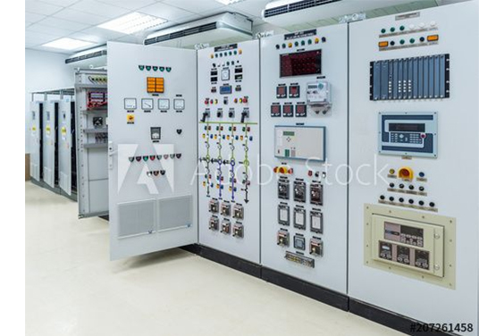 Industrial electrical switch panel at a power plant